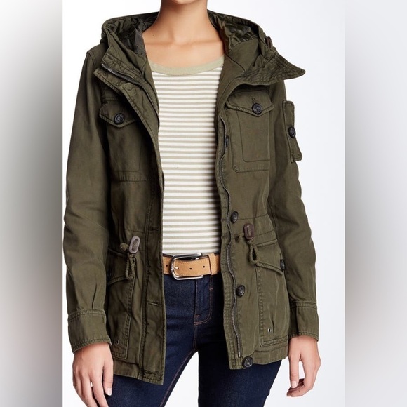 Levi’s Hooded Military Army Green Jacket from Nordstroms Sz-M Q10 - Picture 3 of 13